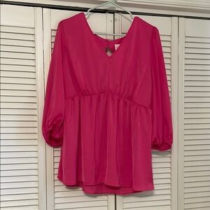 Ingrid and Isabel Maternity Hot Pink Open Back Blouse
